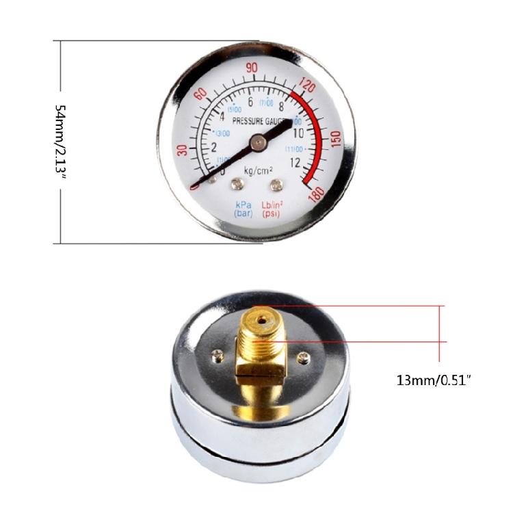 Professional Pressure Gauge Back Mount Hydraulic Pressure Gauge 0-180 PSI Metal