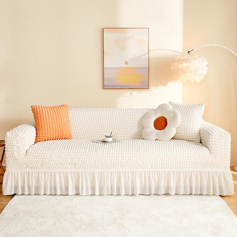 Romantic Seersucker Elastic Sofa Cover Adjustable High Stretch Slipcover Furniture Protector For Living Room Bedroom Home Decor