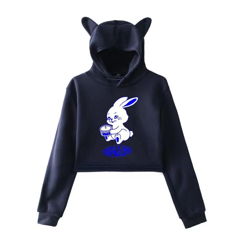 2023 Cartoon Anime Cat Ear Girls' Cropped Hoodie