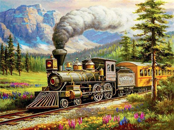Diamond Art Painting Train Full Square Round Embroidery Mosaic Winter Landscape Handmade Wall Decor