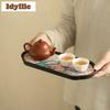 National Style Begonia Peacock Tea Tray Dried Fruit Plate Coffee Storage Board Teapot Stove Insulation Dishes For Serving Craft