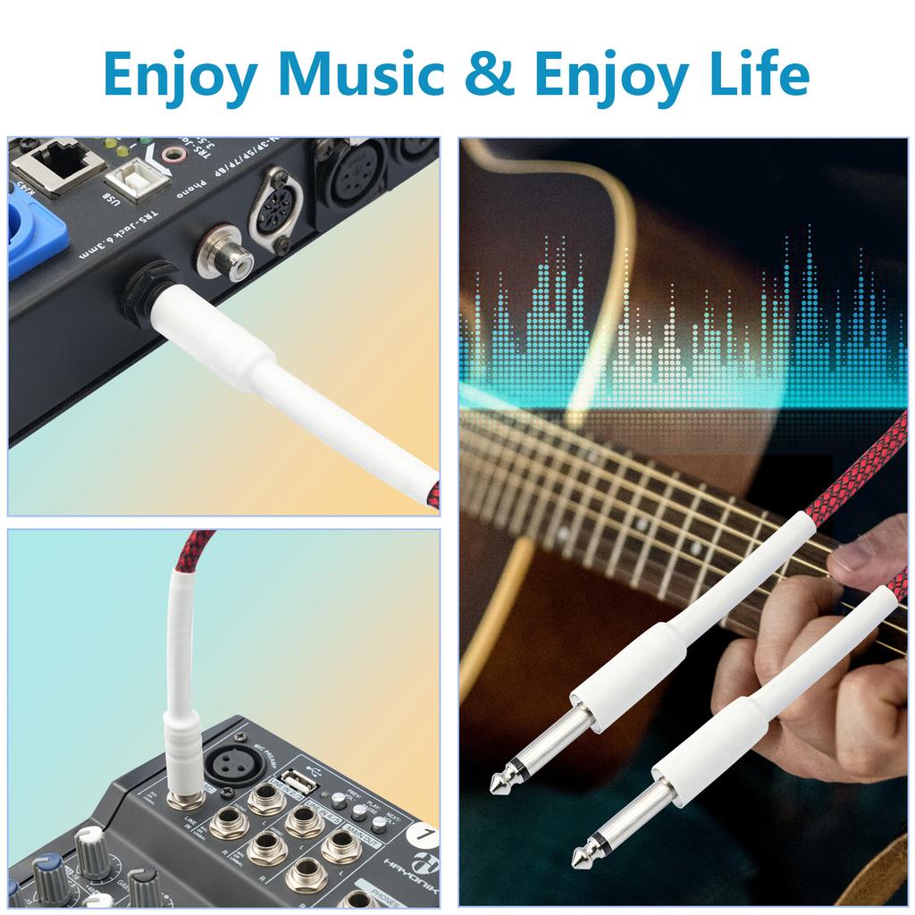 Gitarledning Elektrisk Instrumentkabel Bassledning 6,35 mm Rett til Rett for Elektrisk Gitar