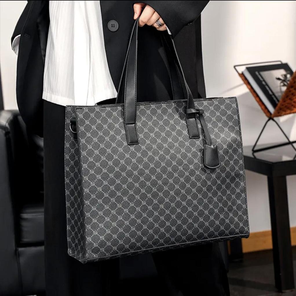 Men's Retro Korean Style PU Leather Tote & Crossbody Shoulder Bag