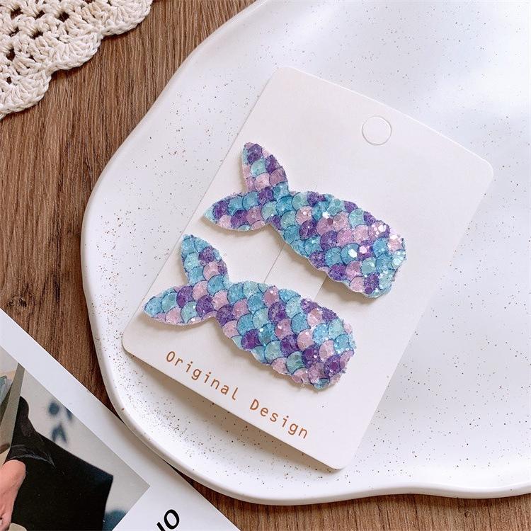 Shiny Mermaid Tail Hair Clips for Girls. Colorful Sparkling Design, Cute BB Clips for Bangs Hair, Perfect for Little Princesses