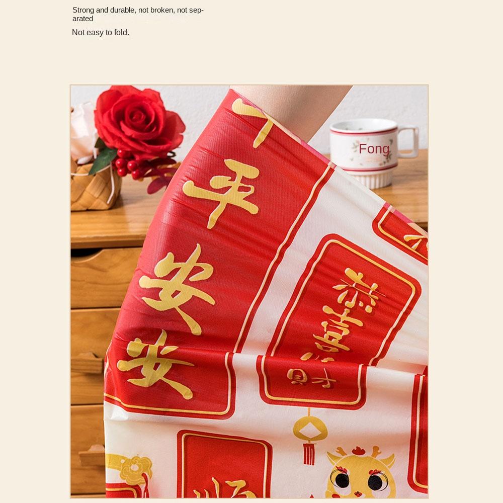 PEVA Tablecloth Thickened Table Cover Portable Red Festive Table Cloth  Home Decoration