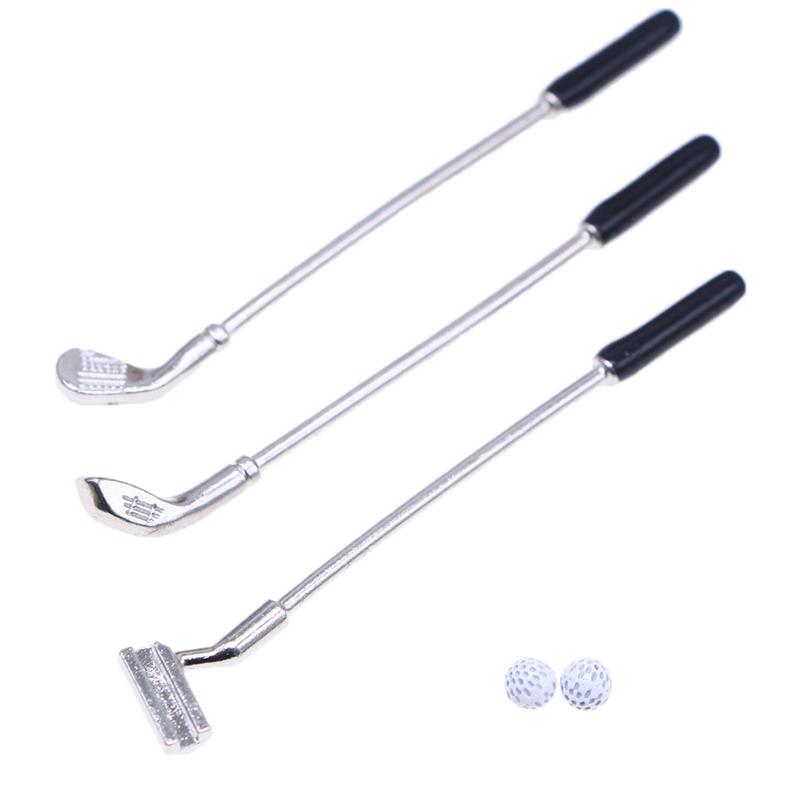 New 1 Set Miniature Golf Clubs Small Golf Kit Dollhouse Mini Decorative Golf Club Model Toy Scene Prop DIY Accessories