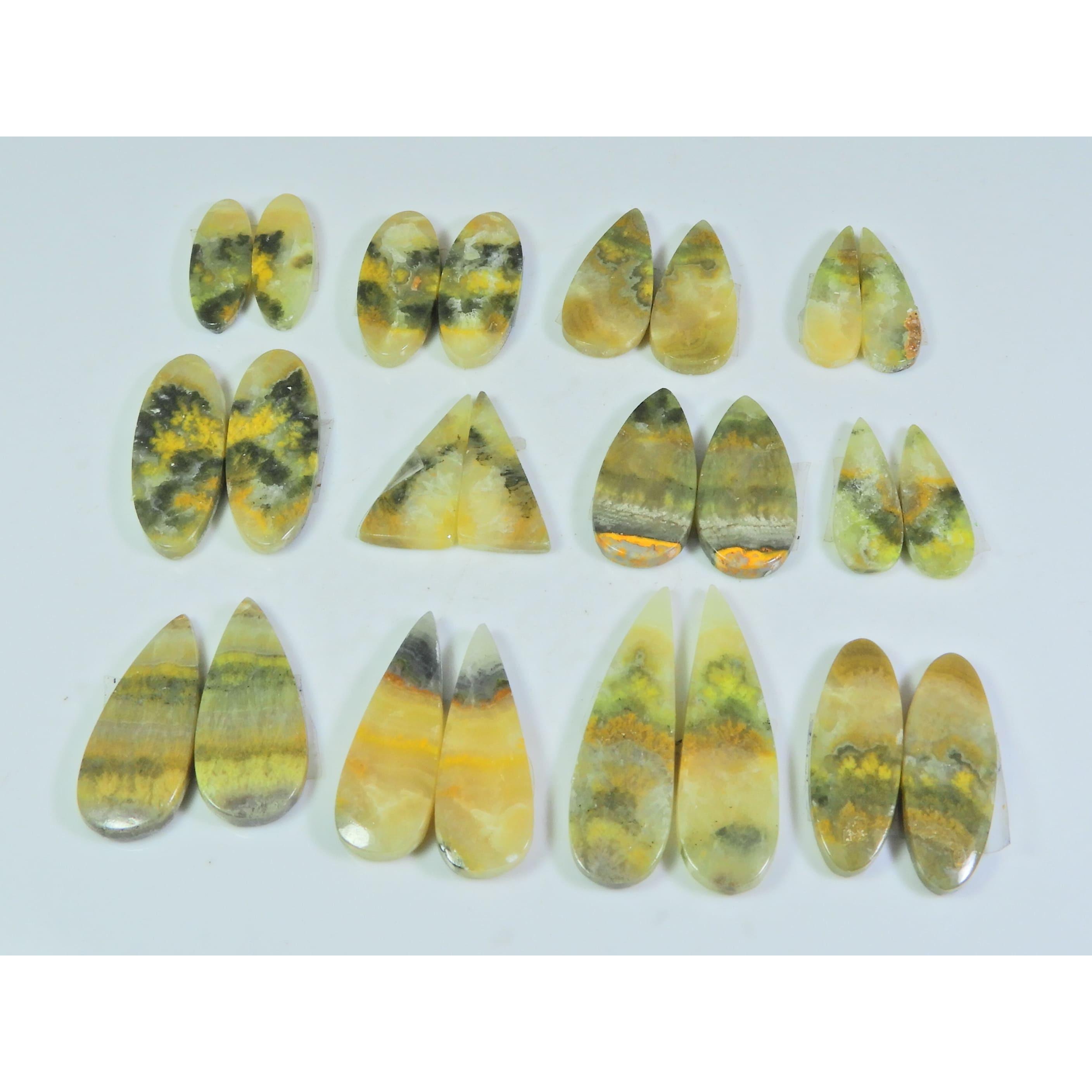 

201 Карат. Натуральный Пчелиный Яшма Пара Микс Кабошон Свободный Драгоценный Камень 12 Пар Лот C-114