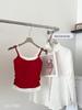 Korean-Style Girlish Camisole Vest with Pleated Inner Layer and Chest Pads
