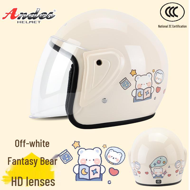 Universal 3C Certified Motorcycle Helmet for All Seasons - Cute, Safe, Sun-Protected, Unisex Half Helmet for Summer and Fall/Winter