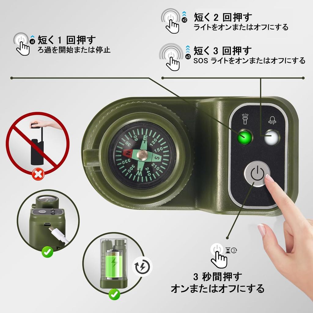 Wasserreiniger für den Außenbereich, tragbarer Wasserreinigerfilter, elektrischer USB-Wasserreiniger, Wasserreiniger für Katastrophenfälle, Wasserfiltration, tragbar