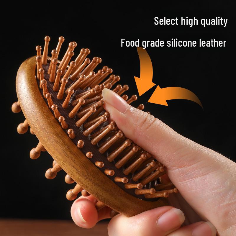 Double-Sided Sandalwood Airbag Massage Comb for Anti-Hair Loss and Scalp Health