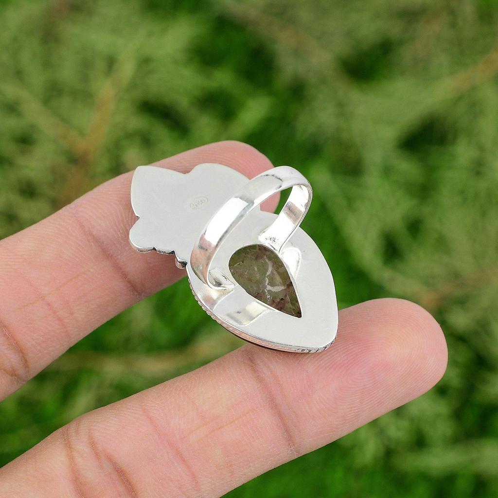 Natural Elestial Quartz Gemstone 925 Silver Solitaire Ring Size 9 For Women