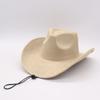 Western cowboy roll-up edge large edge cowboy hat light hat imitation leather velvet jazz hat protective riding hat
