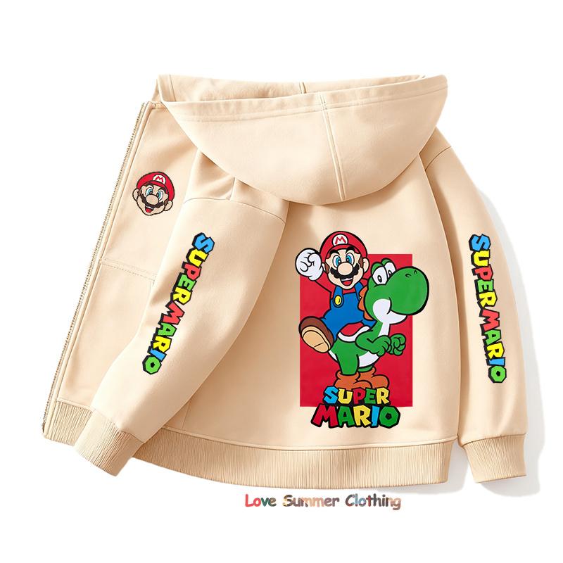 Mikina s kapucí na zip Kawaii Dětská Streetwear Mario Dětská mikina Mario Luis Zip Dětská mikina Dívčí Chlapecký top Mikina