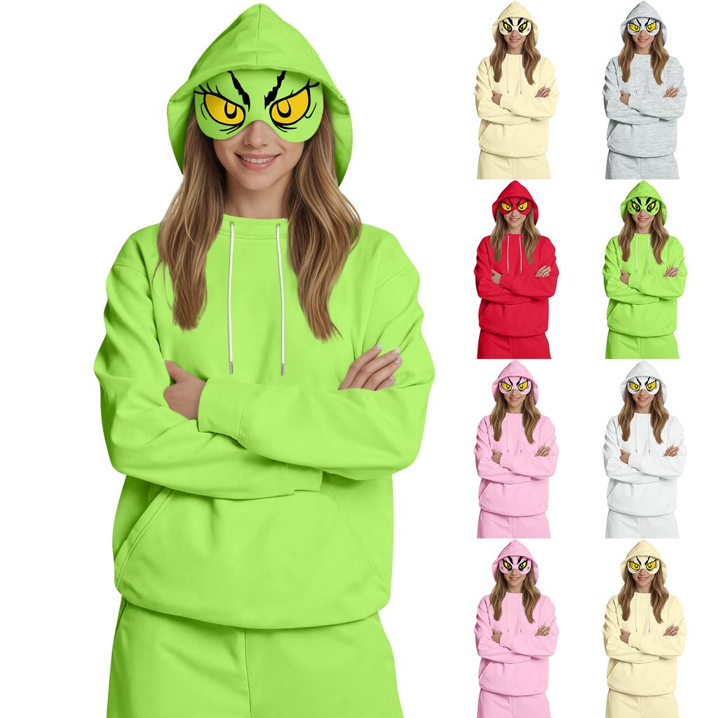 Damemote Lett langermet genser for kvinner med lommer Preppy grafisk hettegenser