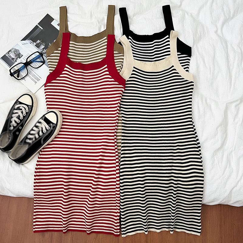 Women's Dress Slim Casual Sweet Stripe Contrast Color
