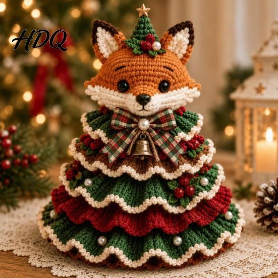 Decoración de Árbol de Navidad Hecha a Mano Kit de Ganchillo de Animales DIY Vaca de las Highlands Linda Paso a Paso Guía de Tejido Perro Salchicha Gato Kit de Manualidades para Principiantes Festivo