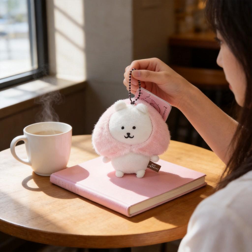 Joke Bear Peach Plush Keychain With Soft Short Pile For Gift And Bag Decor