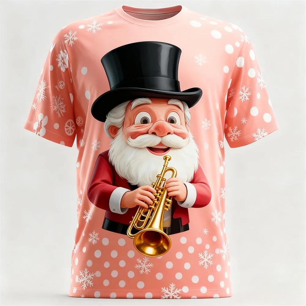 

Мужские футболки с длинным рукавом, модные, с 3D-принтом с рисунком Санта-Клауса, с круглым вырезом - Мягкая полиэстеровая ткань средней эластичности, летняя одежда свободного кроя XS