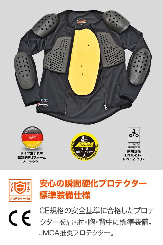 Daytona Motorcycle Protector Inner Wear CE Standard JMCA Recommended Instant Hardening Stretch Fabric Black L Size 18802 SAS-TEC HBP-019