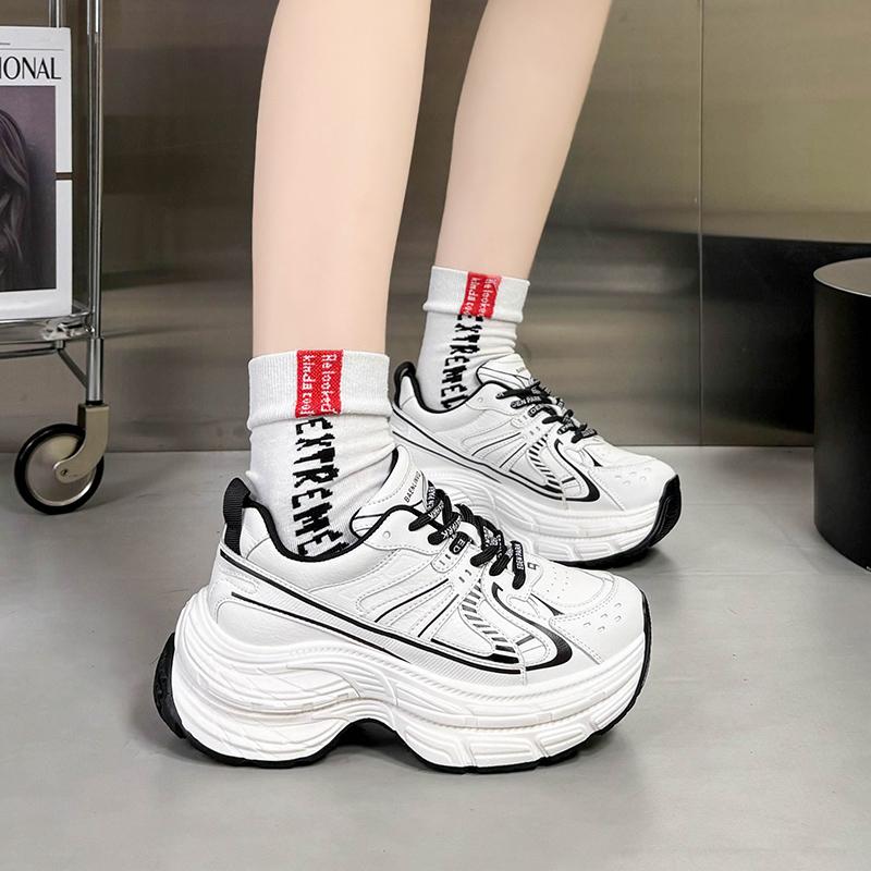 

2025 Versatile Women Sneaker 6.5CM New Comfort Women Run Shoe Lightweight Thick Bottom Casual Shoe Simple Anti Slip Women Shoe 35 чорний