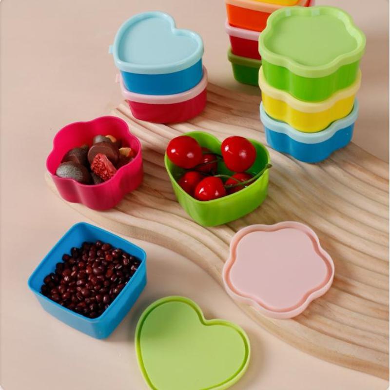 5 Pezzi Mini Scatola Pranzo a Forma di Fiore/Cuore/Quadrato Bottiglietta di Condimento in Plastica Ketchup Condimento per Insalata Contenitore Alimentare Portatile