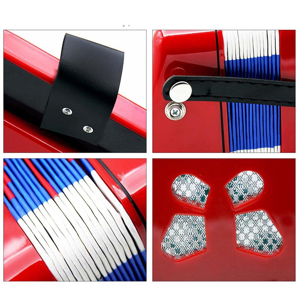 Dětská 7-klávesová 2 basová mini Malá harmonika Vzdělávací hudební nástroj Rytmická hračka (Červené)