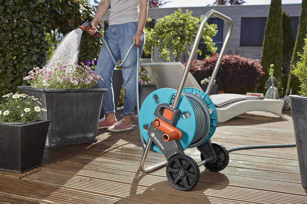 GARDENA CleverRoll Hose Reel Trolley Made In Product Up To 5 Years S-Set 18502-20, Germany, Warranty