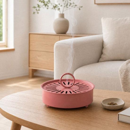 Mosquito Coil Holder with Cover, Fireproof Round Incense Coil Burner, Portable Mosquito Repellent Coil Box for Indoor Outdoor Camping