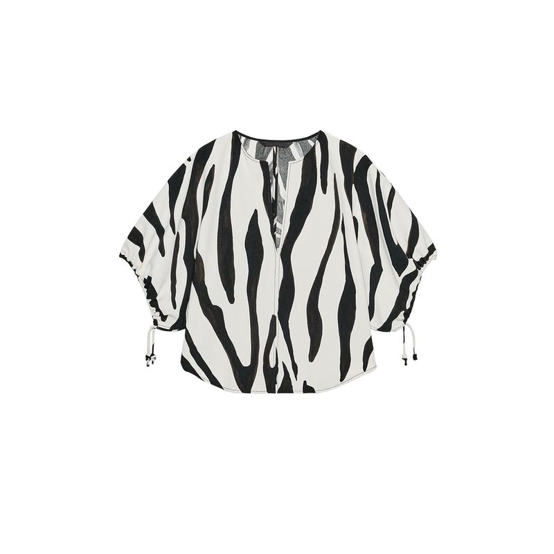 

Animal Pattern Print round Neck Puff Short Sleeve Tops 8414054 Mid Waist Pleated Midi Dress 1255953 Black Tops L