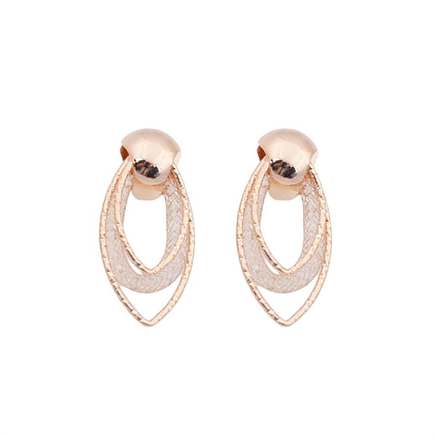 Trend Wire Mesh Droplets Rhinestone Drop Earrings for Women Exquisite Geometry Gold Color Jewelry