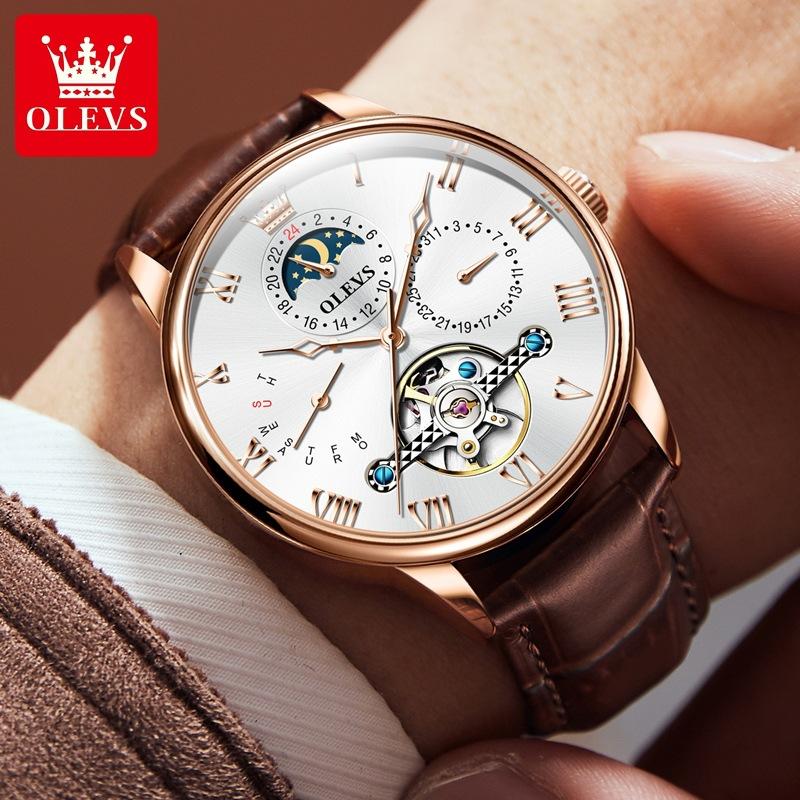 OLEVS Brand New Multi-functional Automatic Mechanical Watch Business Hollow Waterproof Men's Watch