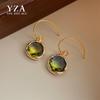 Chinese Gradient Glass Crystal Earrings - Retro, Versatile, Literary Style, Niche Fashion Jewelry