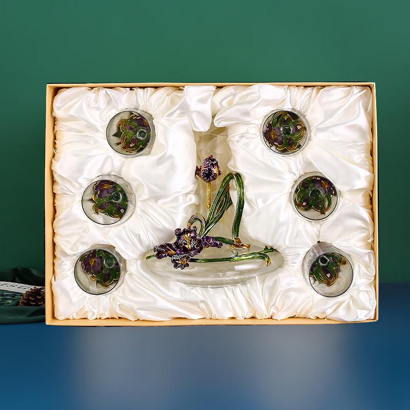 

Enshousu Green Iris Enamel Wine Glass & Decanter Set