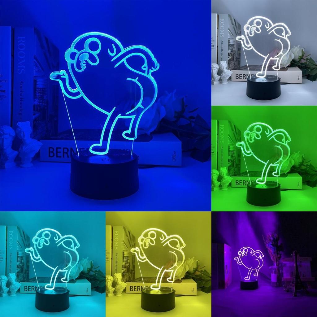Jake Adventure Time The Dog Bend Over Figure 3d Night Light Acrylic Panel Base