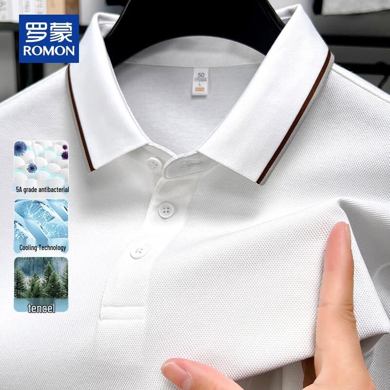 ROMON Men's Cooling Mercerized Cotton Polo Shirt