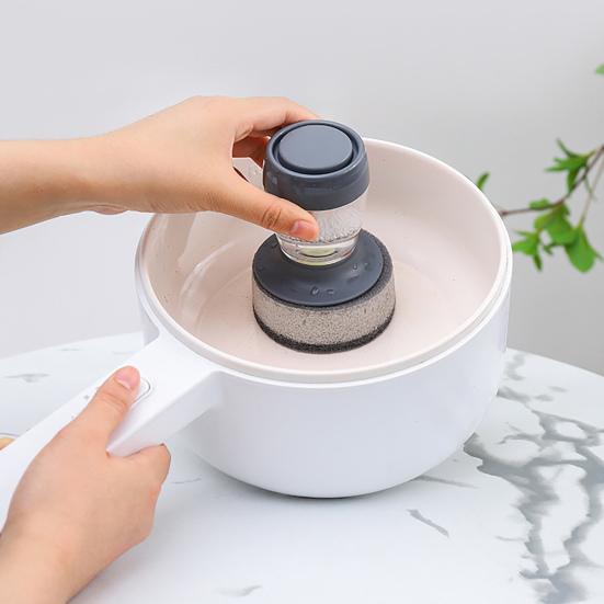 Pan Cleaning Brush Refillable Non-scratch Standing Type Kitchen Soap Dispensing Scrub