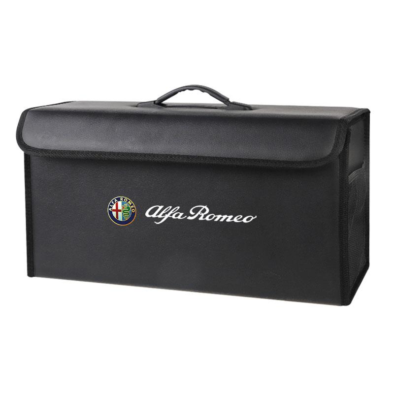 

High-capacity Car Trunk Storage Box For Alfa Romeo 4C 159 Spider Giulia Giulietta 156 Tonale Mito 147 Leather Foldable Organizer чорний