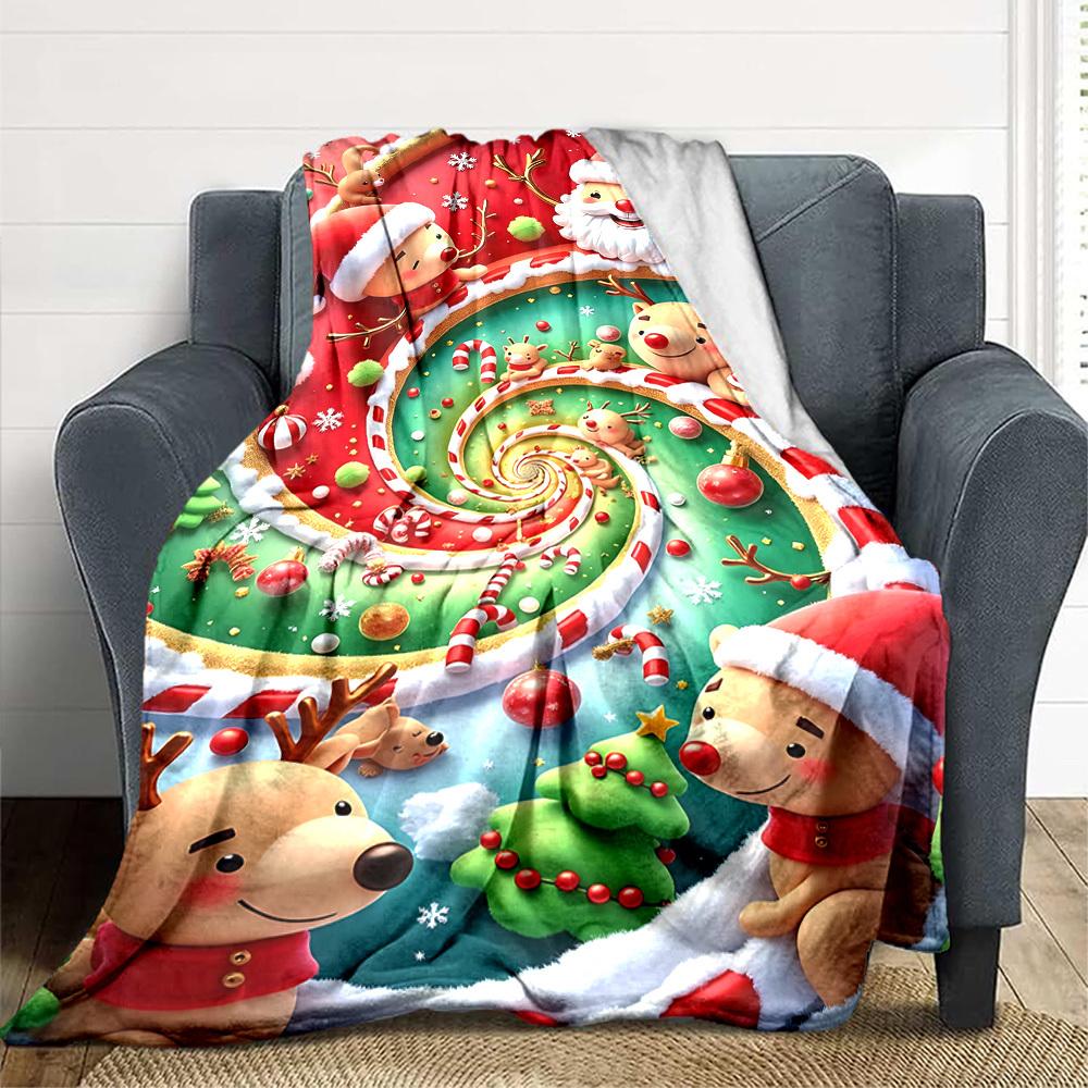 

1pc Christmas Candy Spiral Blanket Lightweight Flannel Blanket Throw Blanket For Sofa, Bed, Travel, Camping, Livingroom, Couch, Chair, And Bed yy25090 100x150cm