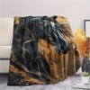 1Pc Black Horse Print Flannel Blanket, High Quality Comfortable for All Seasons, Home Decor, Warmth and Comfort, Perfect for Gifts