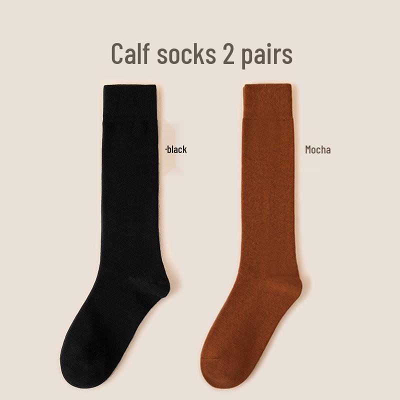 Women's Premium Cotton Mid-Calf & Thigh-High Socks: Versatile for All Seasons, Black