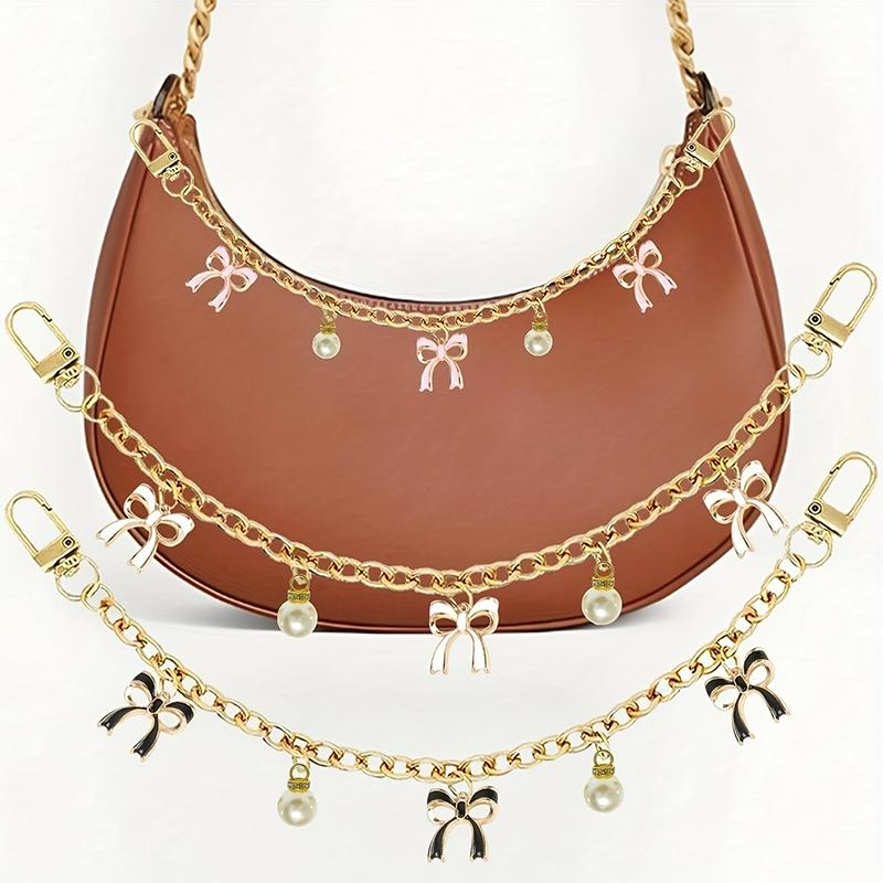 Yogodlns Chain Bag Handle Chain Bag Decoration Personality Bow Pendant Cute Bow Alloy Bag Chain