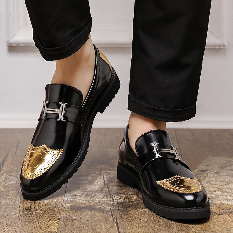 

Large size British style foot loafers 2025 spring and autumn new patent leather glossy lazy one-pedal Doudou shoes men 38 чорний