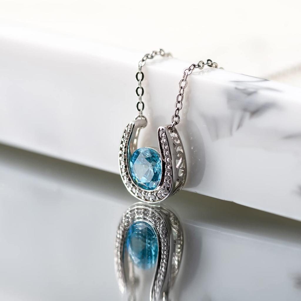 Naszyjnik dla Naszyjnik Podkowa na Listopad Popularny Najwyższej Jakości Srebrny Hipoalergiczny Prezent Urodzinowy [BYFDIY] Kobiety, Kobiety, Topaz, Wisiorek,