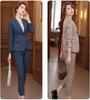 Suit Tailored Jacket and Checkered Single Job Office Entrance Graduation Ceremonies [ZHENGTU] Women's Set Two-Piece Pantsuit, Button, Stylish,