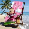 Custom Name Personalized Masha and The Bear Print Beach Towel, for Trip Camping Beach Party Home Decor, Birthday Gift for Family & Friends