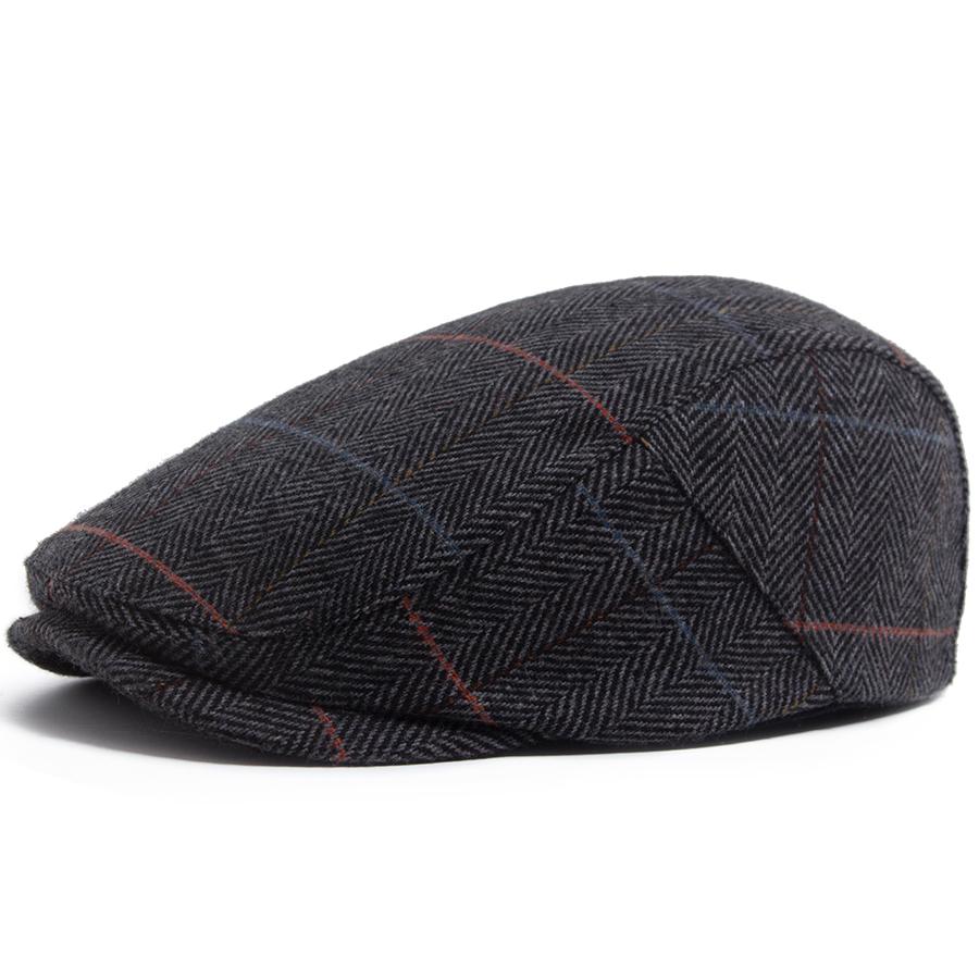 

New Woolen Plaid Beret Men Casual Vintage Herringbone Newsboy Cap For Women Spring Autumn Warm Flat Hat Fashion Hip Hop Berets серый