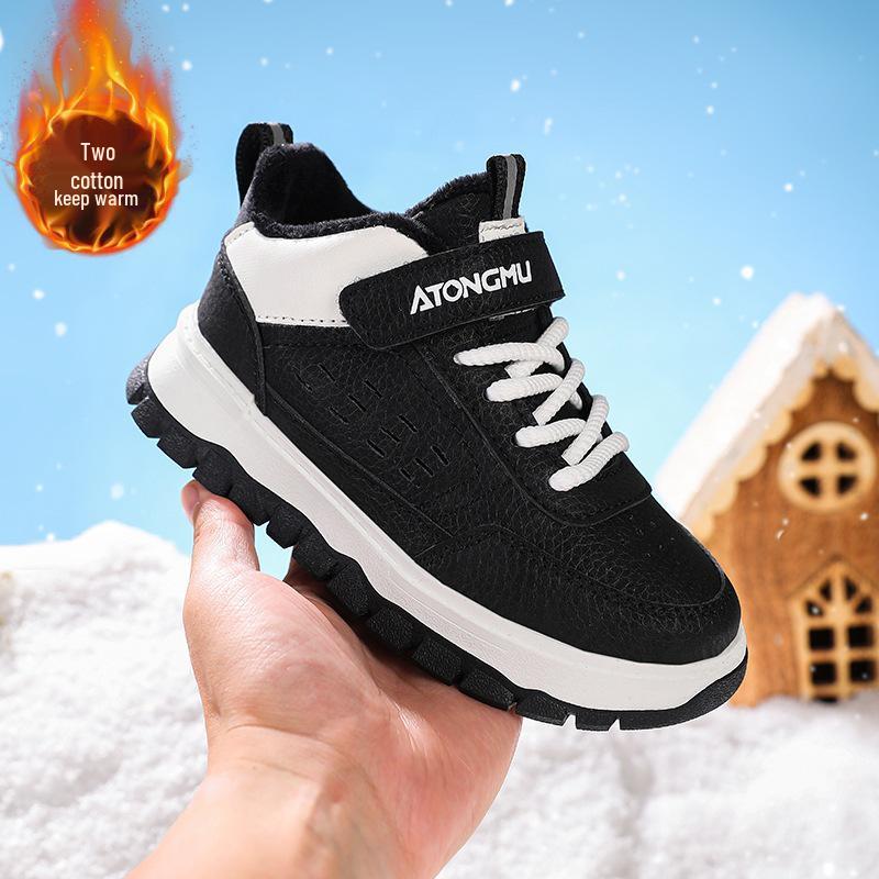 

Boys 2025 Winter Warm Velvet Mid-Top Sneakers 37 чорний