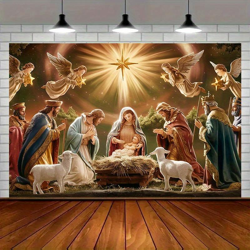 1 piece Christmas scene starry sky flag seasonal wall decoration suitable for families and parties 150X100