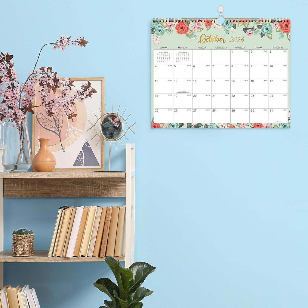 2026 Calendar - 2026 Wall Calendar, Jan 2026 - Dec 2026, 15" x 11.5", 12 Months Hanging Monthly Calendar, Calendar 2026 with Spiral Bound, Julian
